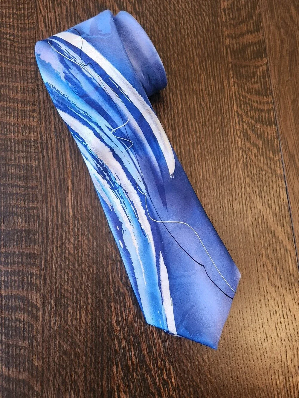Vintage 🎩 Jerry Garcia 1990's Men's Necktie Blue Turquoise Swirl Silk EUC ,$24